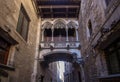 Neogothic bridge at Carrer del Bisbe in Barcelona Royalty Free Stock Photo