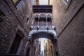 Neogothic bridge at Carrer del Bisbe in Barcelona Royalty Free Stock Photo