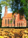 Neogothic church in autumn