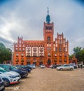 Neogothic city hall with tower in Slupsk