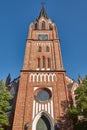 Neogothic red brick church in Pori. Finland. Suomi. Europe