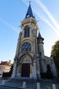 The neogothic Saint Medard church located in Vigny, Val d'Oise region, France.