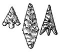 Neolithic Implements Flint Arrowheads vintage illustration