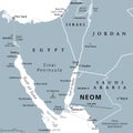 NEOM and Sinai Peninsula, a smart city project, gray political map Royalty Free Stock Photo