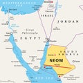 NEOM and the Sinai Peninsula, planned smart city in Saudi Arabia, political map Royalty Free Stock Photo