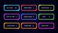 Neom web button. Glow modern colorful action buttons. Vector buy now download read more banner set Royalty Free Stock Photo