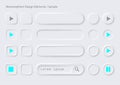 Neomophism design elements.It includes convex buttons, round, rectangular,