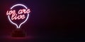 Vector realistic isolated neon sign of We Are Live with copy space for invitation decoration. Concept of podcast and live streamin