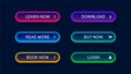 Neon abstract buttons for website. Royalty Free Stock Photo