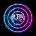 Neon abstract round. Disco lights. Glowing frame. Style club, bar or cafe. Design element ad, sign, poster, banner Royalty Free Stock Photo