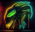 Neon alien. robot portrait futuristic cyborg illustration