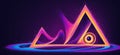 neon all seeing eye in pyramid abstract background Royalty Free Stock Photo