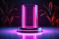 Neon allure Cylinder podium with dynamic lighting for captivating product displays