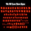 Neon Alphabet and Numbers - Red Color - Mirrorster Regular Typeface