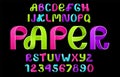 Neon Alphabet Vector of paper folding Royalty Free Stock Photo