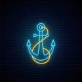 Neon anchor sign. Royalty Free Stock Photo