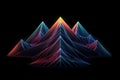 Neon Apex: A vibrant digital mountain range. Horizontal illustration