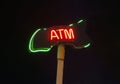 Neon ATM sign on black background Royalty Free Stock Photo