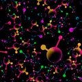 Neon Atomic 3d structure molecular model seamless pattern vector illustration Royalty Free Stock Photo
