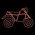 Neon atv motorcycle on four wheels red color vector illustration flat style image Royalty Free Stock Photo