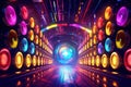 neon audio speakers background. Generative Ai