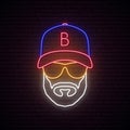 Neon avatar of man with baseball cap