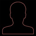 Neon avatar man face silhouette User sign Person profile picture male red color vector illustration image flat style