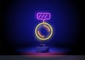 Neon award cup icon. Glowing neon goblet sign. Winner, esports event, gaming reward, cyber sport achievement. Icon set Royalty Free Stock Photo