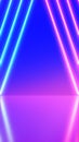 Neon Background Abstract Blue And Pink with Light Shapes line diagonals on colorful and reflective floor, party and concert Royalty Free Stock Photo