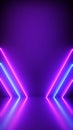 Neon Background Abstract with Light Shapes line diagonals on colorful and reflective floor, party and concert concept Royalty Free Stock Photo