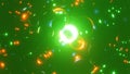 Neon background. Neon transparent balls move in space and Shine. Lights. 4K loop animation.