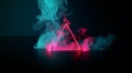 neon background with triangle shape and smoke