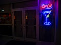 Neon Bar and Restairant Open Sign with a Martini Glass Royalty Free Stock Photo