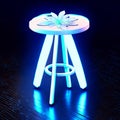 Neon bar stool on a dark background. 3D rendering. Generative AI