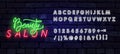 Neon Beauty Salon sign vector design template. Hairdress neon logo, light banner design element colorful modern design