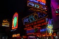 Neon billboards on the famous Walking Street in Pattaya, Thailand 2019-12-23.