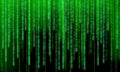 Neon binary code flowing on a black background. Royalty Free Stock Photo