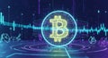 Neon Bitcoin Crypto Blockchain Technology Royalty Free Stock Photo