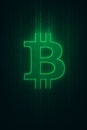 Neon Bitcoin Symbol On Digital Binary Code Background Royalty Free Stock Photo