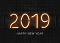Orange Neon 2019 Happy New Year