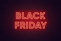 Neon Black Friday Banner. Red Text and Title of Black Friday