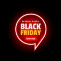 Neon black friday sale banner isolated