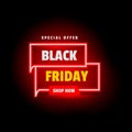 Neon black friday sale banner vector