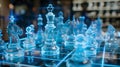 neon blue chess projection mapping concept