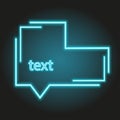 Neon blue frame for text, comix frame, glowing tube border line