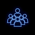 Neon blue outline of a group of people icon on black background group people icon silhouette Royalty Free Stock Photo