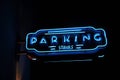 Neon Blue Parking Sign Royalty Free Stock Photo