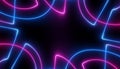 Neon blue pink futuristic ultraviolet energy curvy glowing lines laser tunnel Sci-Fi black high resolution background with space Royalty Free Stock Photo