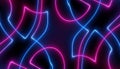Neon blue pink futuristic ultraviolet energy curvy glowing lines laser tunnel Sci-Fi black high resolution background with space Royalty Free Stock Photo