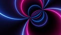 Neon blue pink futuristic circular glowing lines and on black background